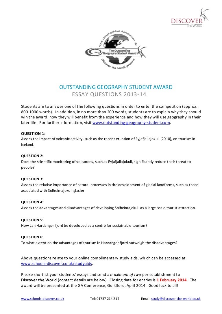 Outstanding student essay