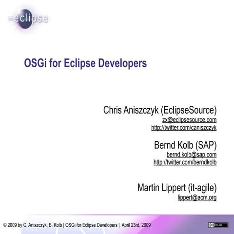 OSGi For Eclipse Developers