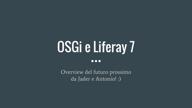 OSGi e Liferay 7