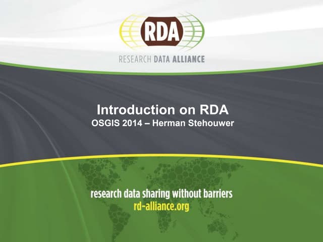 OSGIS: an introduction to the research data alliance