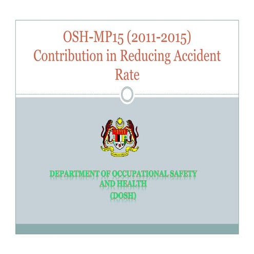 Occupational Safety and Health Master Plan 2015 (OSH-MP15) : Contribution in ...