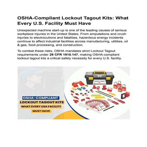 OSHA-Compliant Lockout Tagout Kits What Every U.S. Facility Must Have | PDF