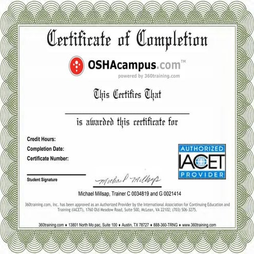 Osha certificate