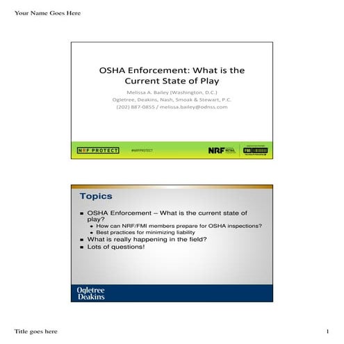 Osha enforcement what is the current state of play