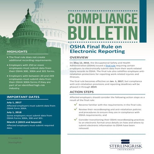 Compliance Bulletin - OSHA Final Rule on Electronic Reporting