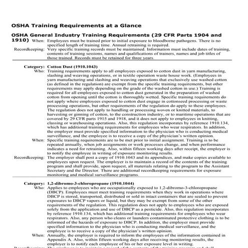 Osha gen industry training requirements