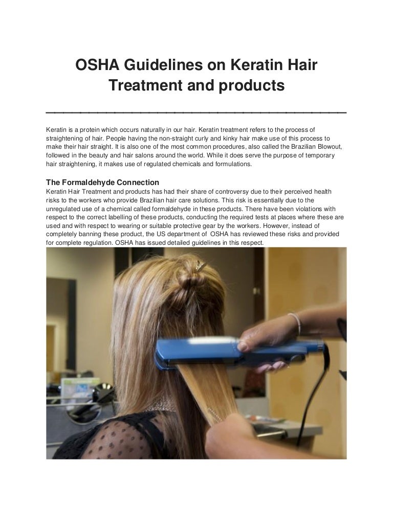 Osha guidelines on keratin hair treatment and products