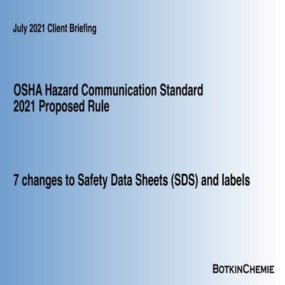 OSHA Hazard Communication Standard 2021 Proposed Rule