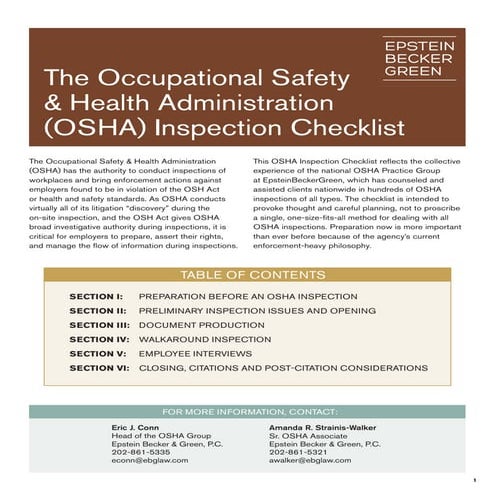 Osha inspection checklist