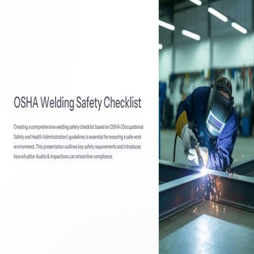 OSHA Welding Safety Checklist with eAuditor Audits & Inspections