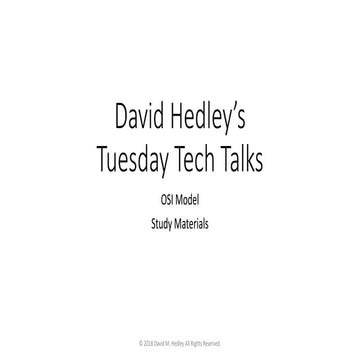 David Hedley's Tuesday Tech Talk OSI Model