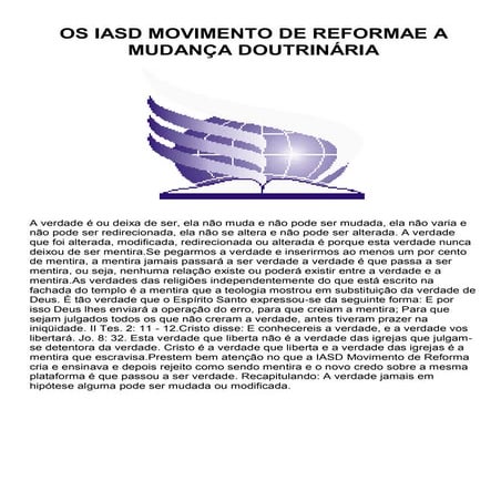 Os iasd movimento de reforma e a mudança doutrinária