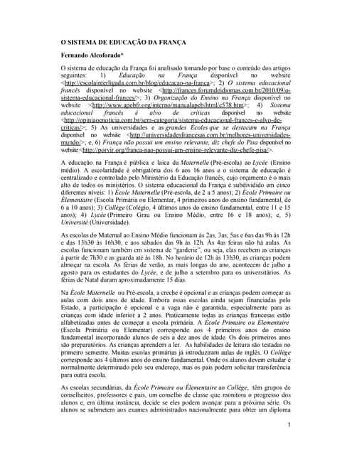 O sistema de educação da frança