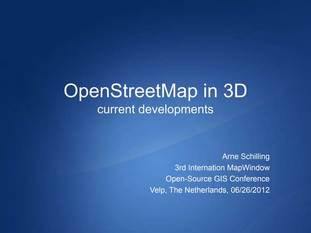 OpenStreetMap in 3D - current developments