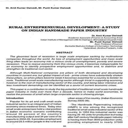 RURALENTREPRENEU~DEVELOPMENT:ASTUDY ON INDIAN HANDMADE PAPER INDUSTRY
