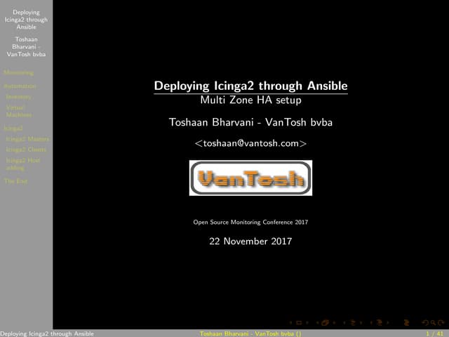 OSMC 2017 | Icinga 2 Multi Zone HA Setup using Ansible by Toshaan Bharvani