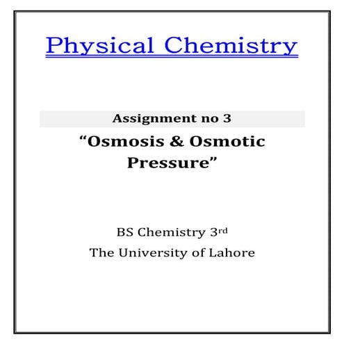 Osmosis and osmotic pressure assignment 3rd