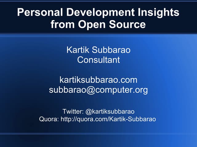 Personal Development Insights from Open Source