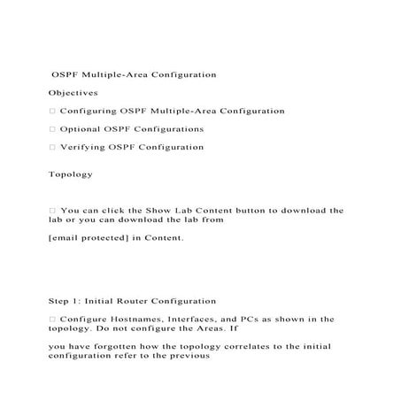  OSPF Multiple-Area Configuration Objectives  Configu.docx