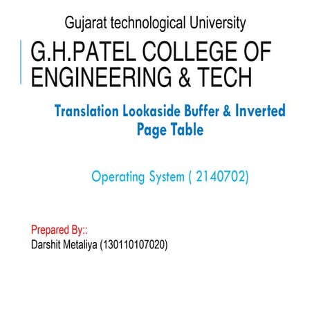 Translation Lookaside Buffer & Inverted Page Table