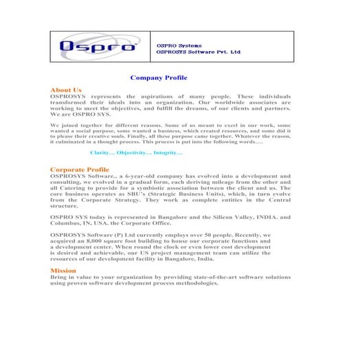 OSPRO Systems Profile