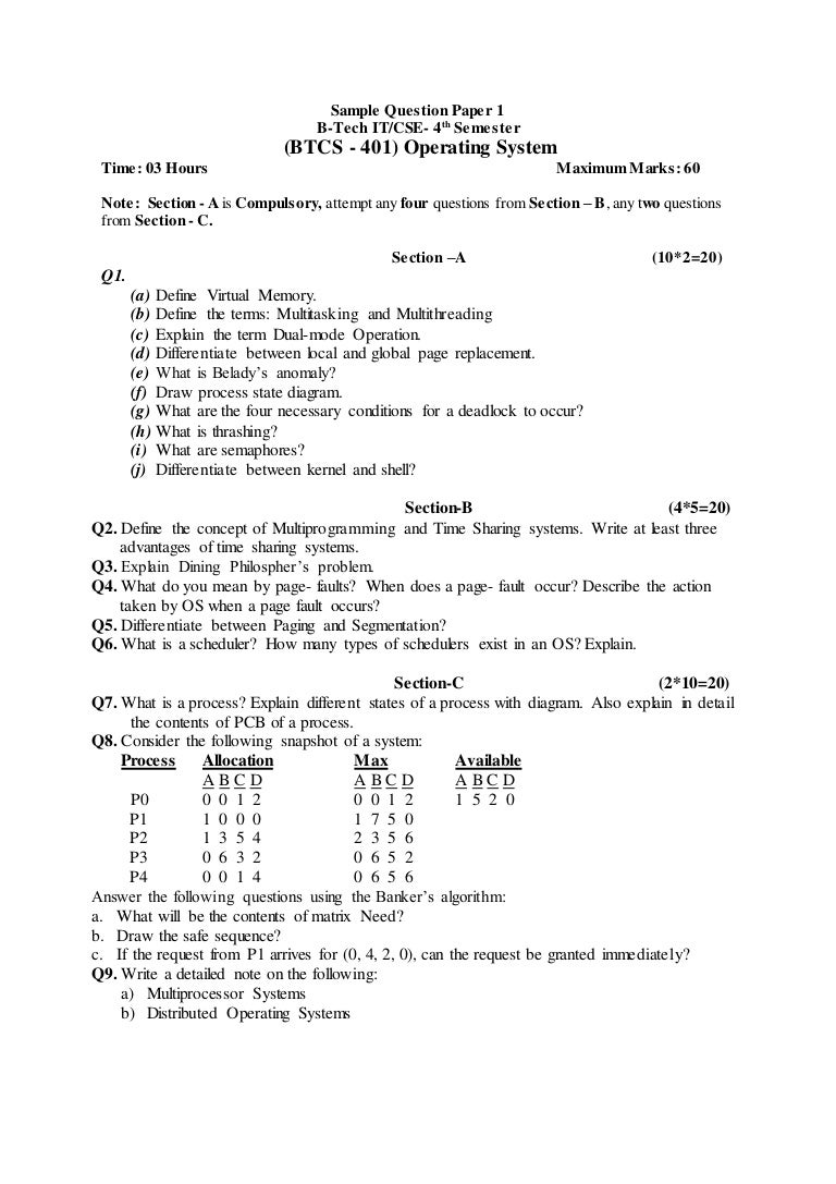 Paper on operating system
