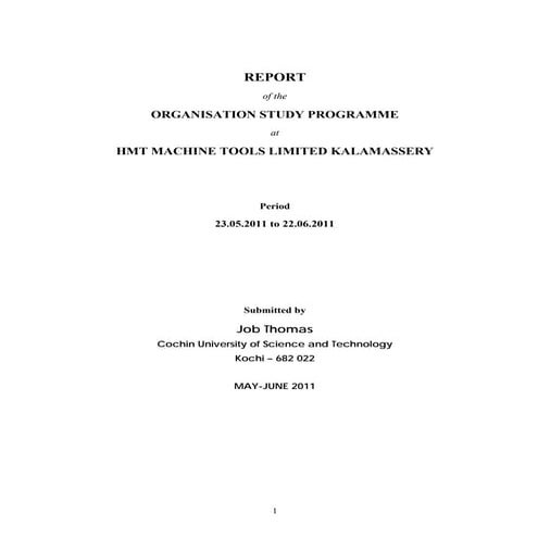 Organizational study report (MBA)