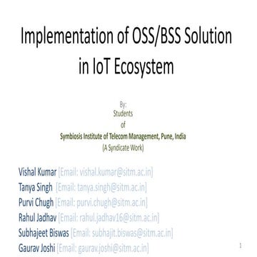 Implementation of OSS/BSS Solution in IoT Ecosystem