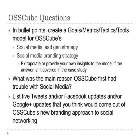 Oss cube questions