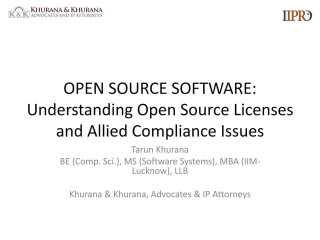Open Source Software Legal Issues and Compliance