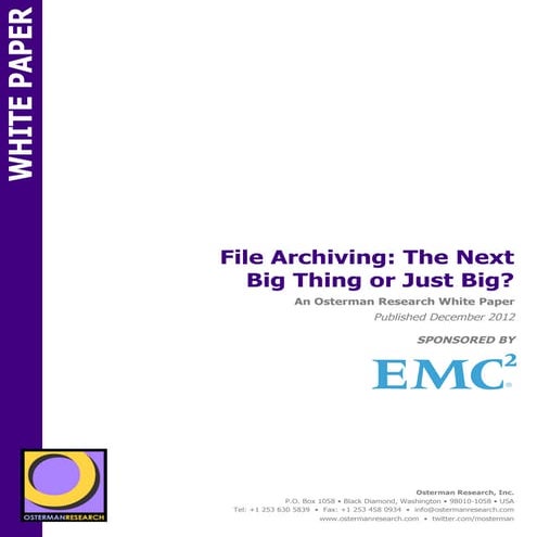 Analyst Report: Osterman Research: File Archiving: The Next Big Thing or Just...