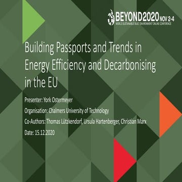 Building Passports and Trends in Energy Efficiency and Decarbonising in the EU
