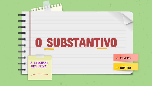 O substantivo: O XÉNERO. O NÚMERO. A LINGUAXE INCLUSIVA | PPTX