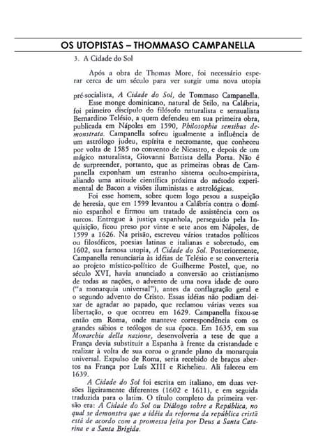 Os utopistas thommaso campanella