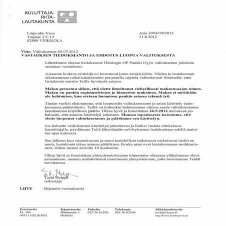 Osuuspankki kuluttajariitalautakunta