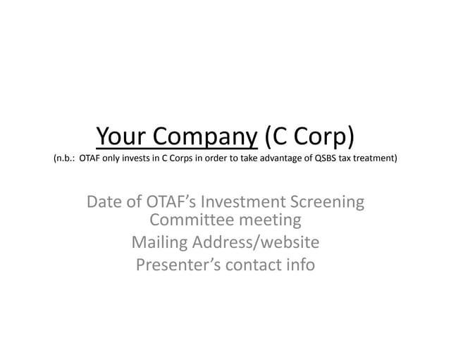 OTAF Sample Presentation