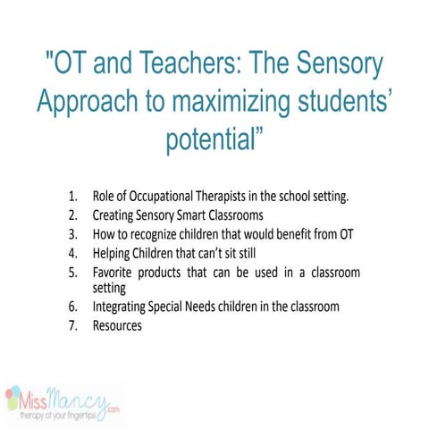 The Sensory Approach to Maximizing Students’ Potential