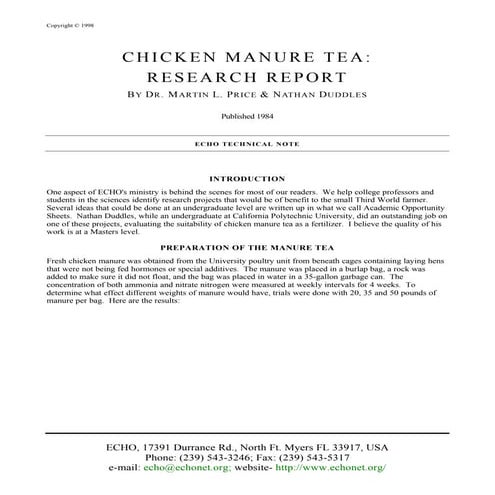 Chicken Manure Tea | PDF