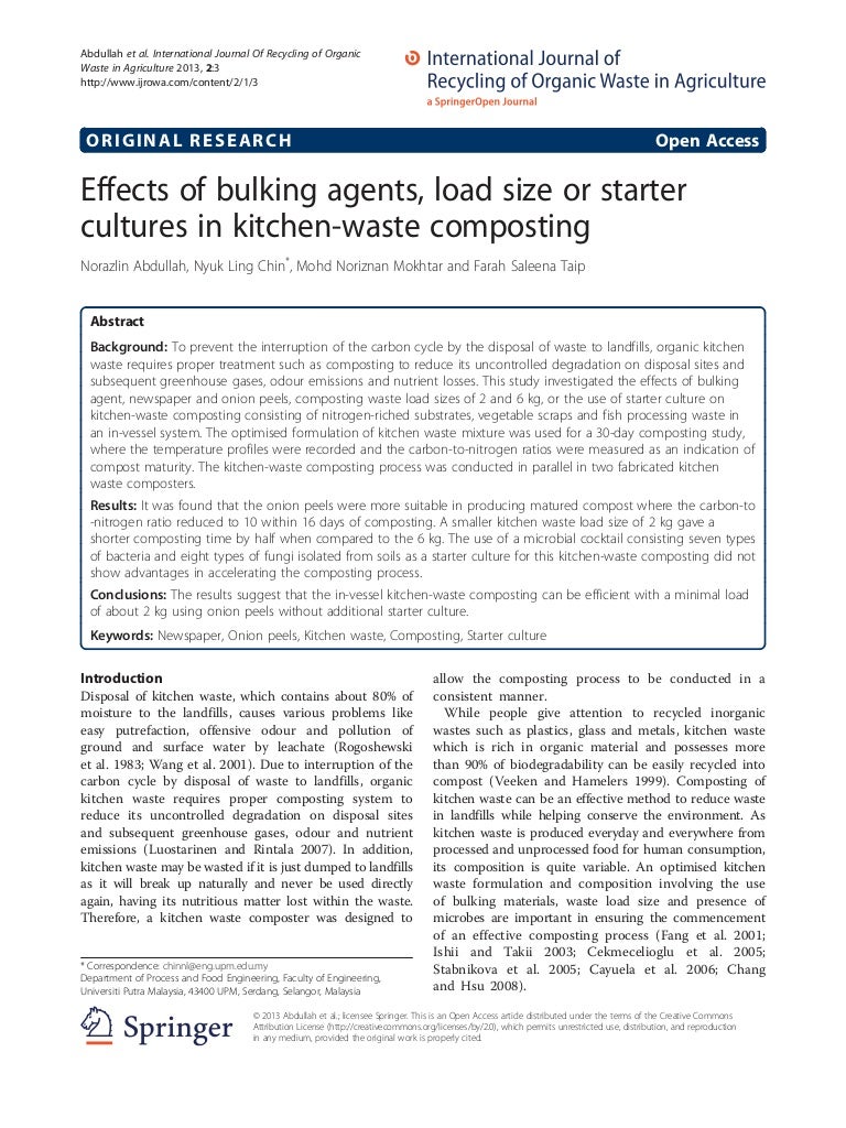 Bulking Agents in KitchenWaste Composting