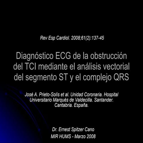 Diagnóstico ECG de la obstrucción del TCI mediante el análisis vectorial del ...