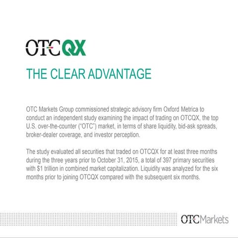 OTCQX: The Clear Advantage -- Research Study