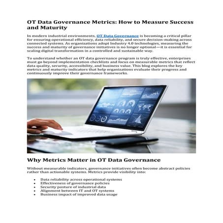OT Data Governance Metrics How to Measure Success and Maturity | PDF