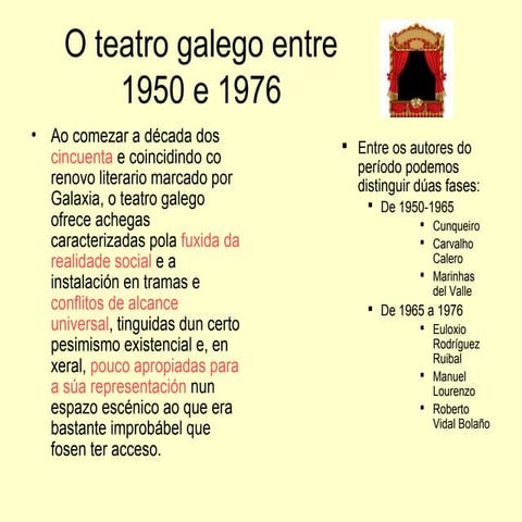 O teatro galego entre 1950 e 1976