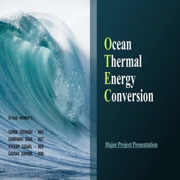 Ocean Thermal Energy Conversion