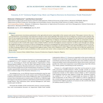 Cassava, a 21st Century Staple Crop: How can Nigeria Harness its Enormous Tra...