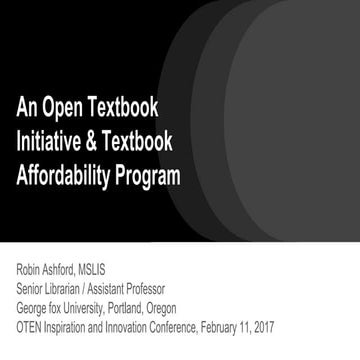 Open Textbook Initiative & Library Textbook Affordability Program