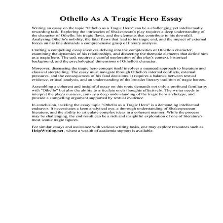 Othello As A Tragic Hero Essay