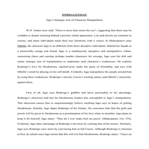 Othello Essay about Iago