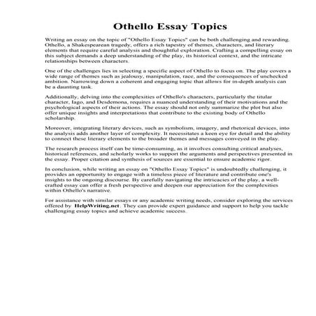 Othello Essay Topics