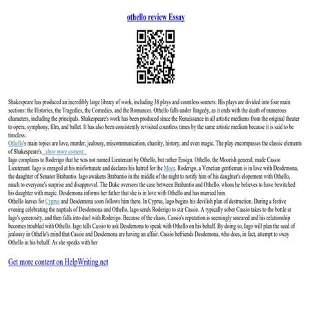 Othello Review Essay